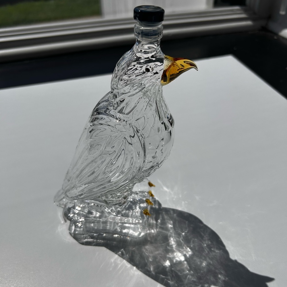 Clear Glass Bird Bottle with Yellow Beak